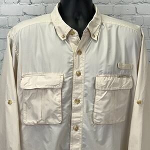 ExOfficio Air Strip Lite Button Front Shirt Fishing Vented LS Beige XL X-Large